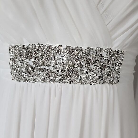 Conail Coco Women Ruched Waist Rhinestone Casual Tulle Long Dress - Picture 8 of 16